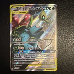 Pokemon Celebi & Venusaur GX Promo SM167 Tag Team Holo Basic 270 HP 2019 - Image 1