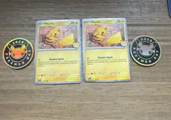 2 Pikachus 051 /162 Stamped 2026 Pokemon Day 30 Promo TCG With 2 Coin - Image 1