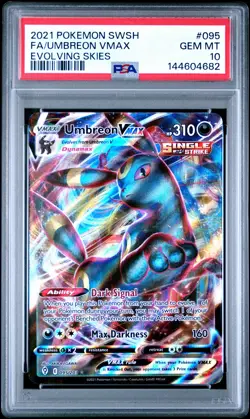 2021 POKEMON SWORD & SHIELD EVOLVING SKIES #095 FULL ART/UMBREON VMAX PSA 10 - Image 1
