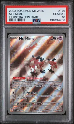 2023 POKEMON MEW EN-151 ILLUSTRATION RARE #179 MR. MIME PSA 10 - Image 1