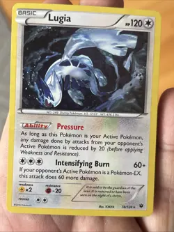 Lugia 78/124 REVERSE HOLO RARE XY Fates Collide Pokemon NM 2016 Cracked Ice - Image 1