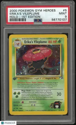 2000 Pokemon Gym Heroes Erika's Vileplume Holo-1st Edition PSA 9 Has Crack - Image 1