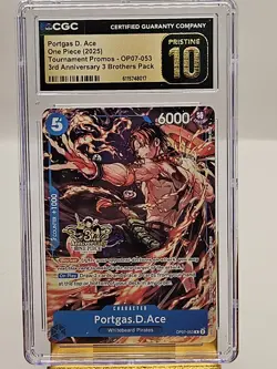 🔥One Piece Portgas.D.Ace OP07-053 Alt Art 3rd Anniversary Promo CGC 10🔥 - Image 1