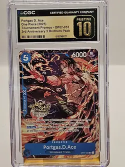 🔥One Piece Portgas.D.Ace OP07-053 Alt Art 3rd Anniversary Promo CGC 10🔥 - Image 2