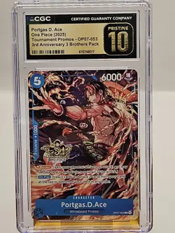 🔥One Piece Portgas.D.Ace OP07-053 Alt Art 3rd Anniversary Promo CGC 10🔥 - Image 3