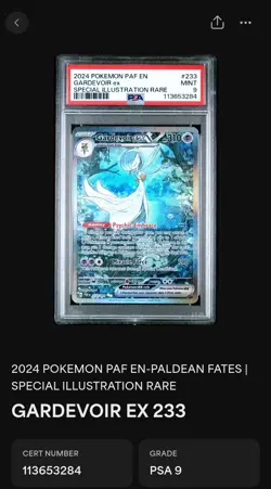 Pokemon TCG Gardevoir EX Full Art Holo Card 217/091 Paldean Fates PSA 9 - Image 1