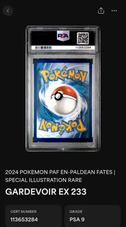 Pokemon TCG Gardevoir EX Full Art Holo Card 217/091 Paldean Fates PSA 9 - Image 2