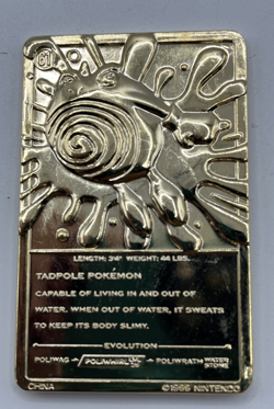 Poliwhirl 23K Gold Plated Pokemon Card 1999 Burger King - Loose Vintage Collect - Image 2