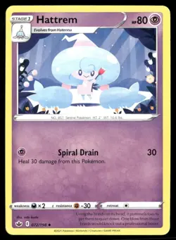 2021 Chilling Reign Set Pokemon Card 072 Hattrem NM - Image 1