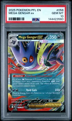 2025 POKEMON PFL EN-PHANTASMAL FLAMES #056 MEGA GENGAR EX PSA 10 - Image 1