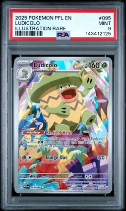 2025 POKEMON PFL EN-PHANTASMAL FLAMES ILLUSTRATION RARE #095 LUDICOLO PSA 9 - Image 1