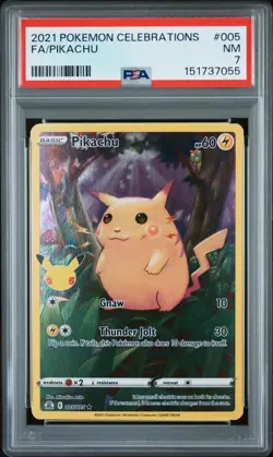 2021 POKEMON CELEBRATIONS #005 FULL ART/PIKACHU PSA 7 - Image 1