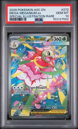 2026 POKEMON ASCENDED HEROES SPECIAL ILLUSTRATION RARE MEGA MEGANIUM EX PSA 10 - Image 1
