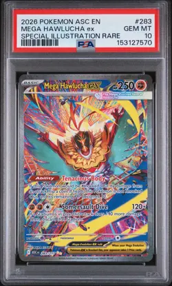 2026 POKEMON ASCENDED HEROES SPECIAL ILLUSTRATION RARE MEGA HAWLUCHA EX PSA 10 - Image 1