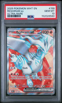 2025 POKEMON WHT EN-WHITE FLARE ULTRA RARE #158 RESHIRAM EX PSA 10 - Image 1