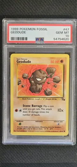Pokemon Fossil Geodude 47/62 Unlimited Regular 1999 PSA 10 GEM MT - Image 1