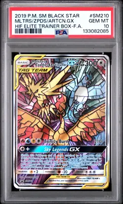 2019 POKEMON SM BLACK STAR PROMO FULL ART/MOLTRES & ZAPDOS & ARTICUNO GX PSA 10 - Image 1