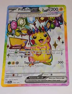 Pokemon Pikachu ex Sv08 Surging Sparks 219/191 Ultra Rare Full Art Holo 200 HP - Image 1
