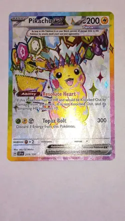 Pokemon Pikachu ex Sv08 Surging Sparks 219/191 Ultra Rare Full Art Holo 200 HP - Image 3