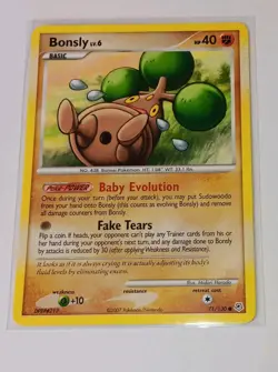 Pokemon Bonsly Diamond & Pearl 71/130 Common Regular Basic 40 HP English 2007 - Image 1