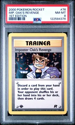 2000 POKEMON ROCKET 1ST EDITION #76 IMPOSTER OAK'S REVENGE PSA 8 - Image 1