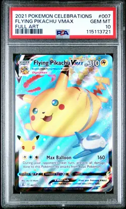 2021 POKEMON CELEBRATIONS #007 FULL ART/FLYING PIKACHU VMAX PSA 10 - Image 1