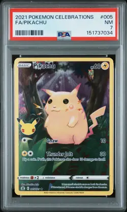 2021 POKEMON CELEBRATIONS #005 FULL ART/PIKACHU PSA 7 - Image 1