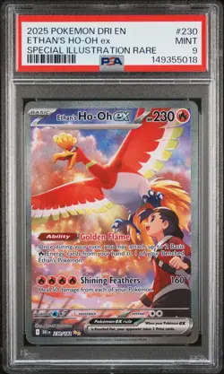 2025 POKEMON DESTINED RIVALS SPECIAL ILLUSTRATION RARE ETHAN'S HO-OH EX PSA 9 - Image 1