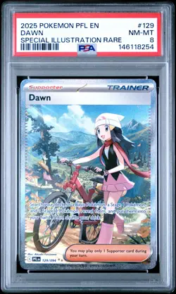 2025 POKEMON PFL EN-PHANTASMAL FLAMES SPECIAL ILLUSTRATION RARE #129 DAWN PSA 8 - Image 1