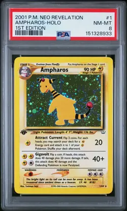 2001 POKEMON NEO REVELATION 1ST EDITION #1 AMPHAROS-HOLO PSA 8 - Image 1
