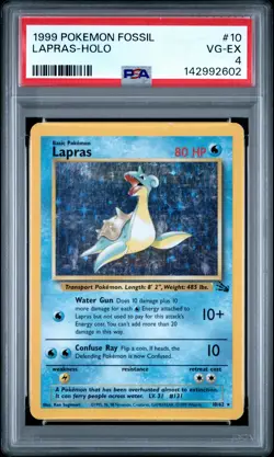 1999 POKEMON FOSSIL #10 LAPRAS-HOLO PSA 4 - Image 1