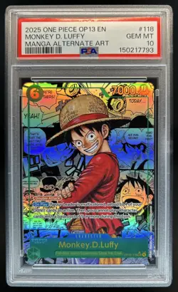 2025 One Piece Carrying On His Will Monkey D Luffy Manga Alt Art OP13-118 PSA 10 - Image 1
