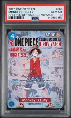 2026 ONE PIECE PROMOS COLLEGE BASKETBALL: US VOYAGE MONKEY D. LUFFY PSA 10 - Image 1