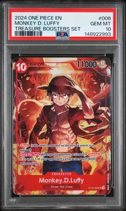 2024 ONE PIECE PROMOS TREASURE BOOSTERS SET #006 MONKEY D. LUFFY PSA 10 - Image 1
