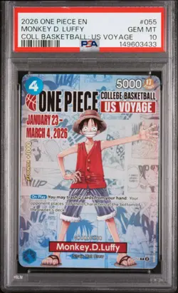 2026 ONE PIECE PROMOS COLLEGE BASKETBALL: US VOYAGE MONKEY D. LUFFY PSA 10 - Image 1