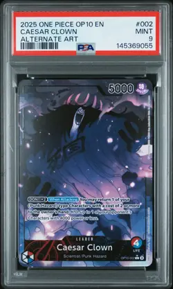 2025 ONE PIECE OP10-ROYAL BLOOD ALTERNATE ART #002 CAESAR CLOWN PSA 9 - Image 1