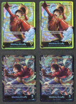 One Piece Monkey.D.Luffy Leader Lot of 4 ST14-001 Alternate Art ST29-001 - Image 1