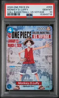 2026 ONE PIECE PROMOS COLLEGE BASKETBALL: US VOYAGE MONKEY D. LUFFY PSA 10 - Image 1