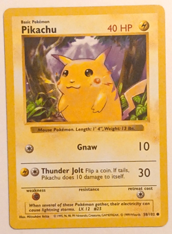 Pokemon Card - Pikachu (Red Cheeks) Base Set (Shadowless) 58/102 Common - Image 1
