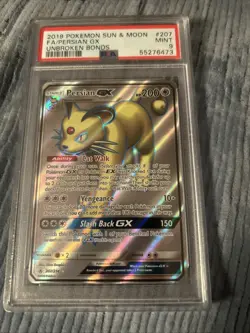 2019 Pokemon Sun & Moon Unbroken Bonds FA Persian GX Card #207 PSA 9 MINT - Image 1