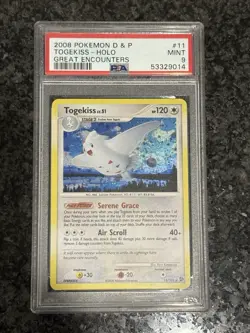 PSA 9 Mint Togekiss Great Encounters 11/106 Holo Rare 2008 Pokemon Card - Image 1