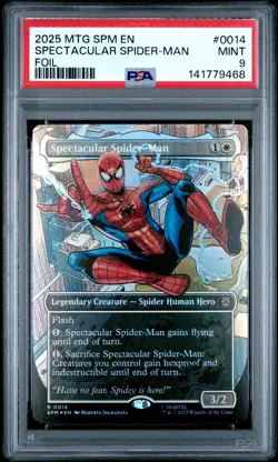 2025 MAGIC: THE GATHERING MARVEL'S SPIDER-MAN FOIL SPECTACULAR SPIDER-MAN PSA 9 - Image 1