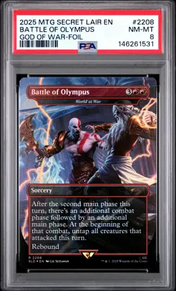 2025 MTG SECRET LAIR DROP GOD OF WAR: GREEK-FOIL #2208 BATTLE OF OLYMPUS PSA 8 - Image 1