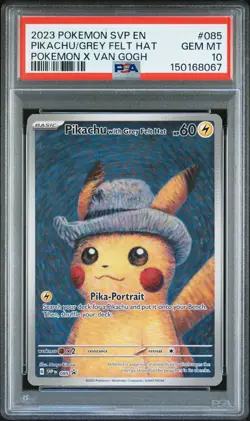 2023 POKEMON SVP EN-SV BLACK STAR PROMO #085 PIKACHU WITH GREY FELT HAT PSA 10 - Image 1