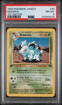 1999 POKEMON JUNGLE 1ST EDITION #40 NIDORINA PSA 8 - Image 1
