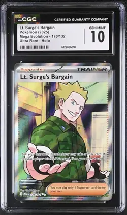 Lt. Surge's Bargain *CGC 10* Ultra Rare *Mega Evolution* #170 * Pokemon - Image 1