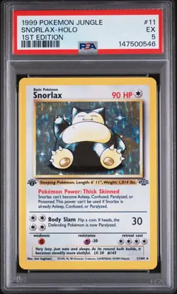 1999 POKEMON JUNGLE 1ST EDITION #11 SNORLAX-HOLO PSA 5 - Image 1
