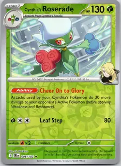 Cynthia's Roserade 008/182 R Destined Rivals Pokemon Reverse Holo Near Mint - Image 1