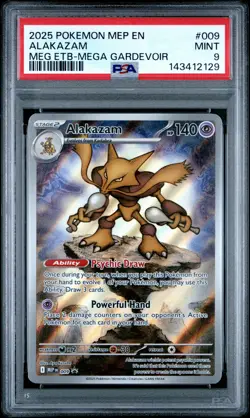2025 POKEMON MEP EN-ME BLACK STAR PROMO #009 ALAKAZAM PSA 9 - Image 1