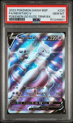 2022 POKEMON SWSH BLACK STAR PROMO #229 FULL ART/MEWTWO V PSA 10 - Image 1